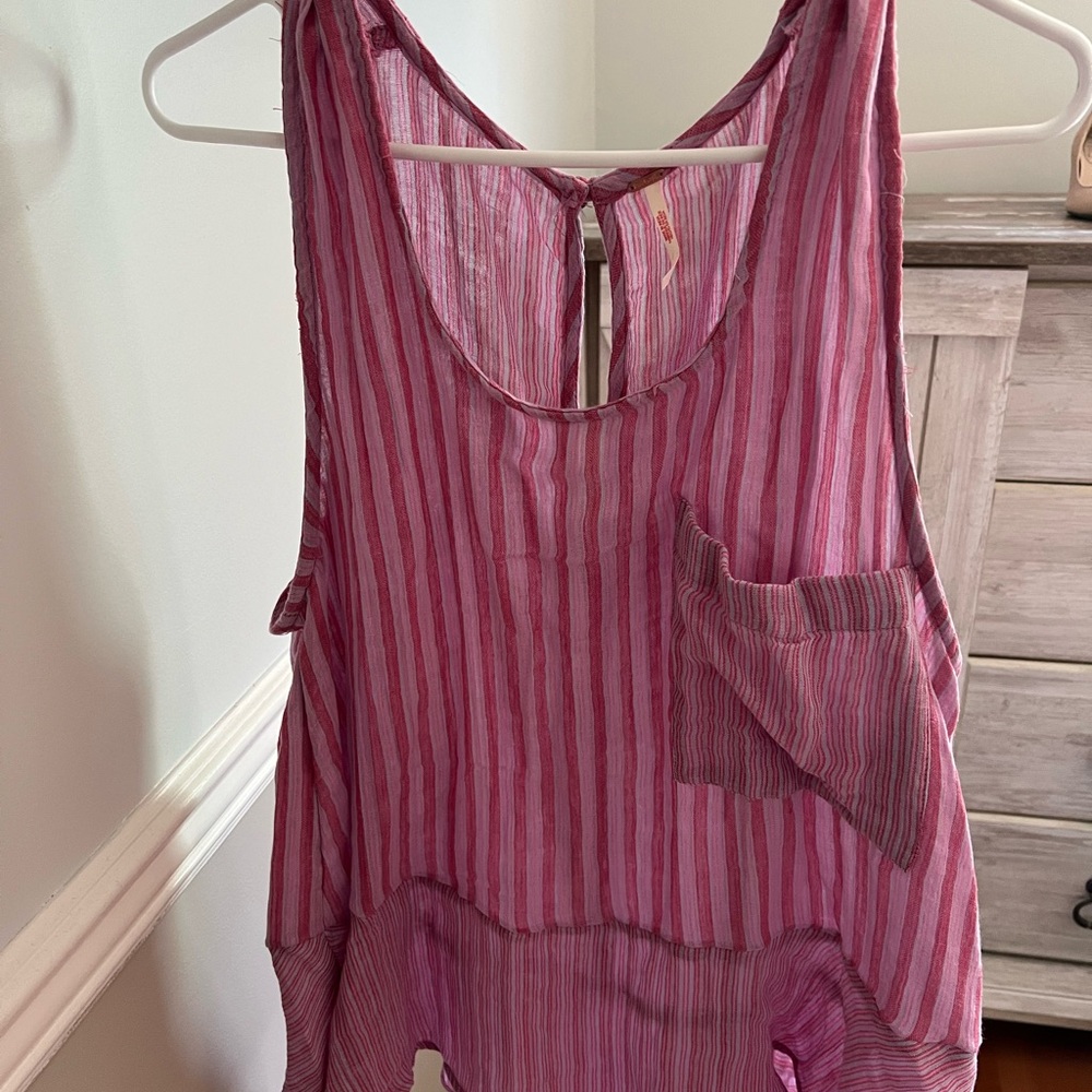 Striped Pink Sleeveless Top and Shorts